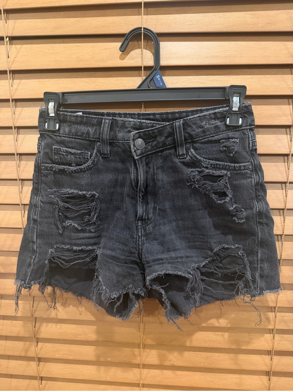 American Eagle Outfitters Black Distressed Denim Shorts